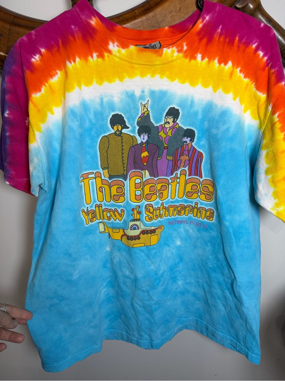 Beetles Yellow Submarine VINTAGE Liquid Blue Tie-Dye T-Shirt -